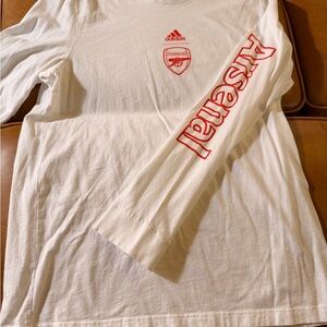 adidas White Crewneck Tee with Black Logo Print